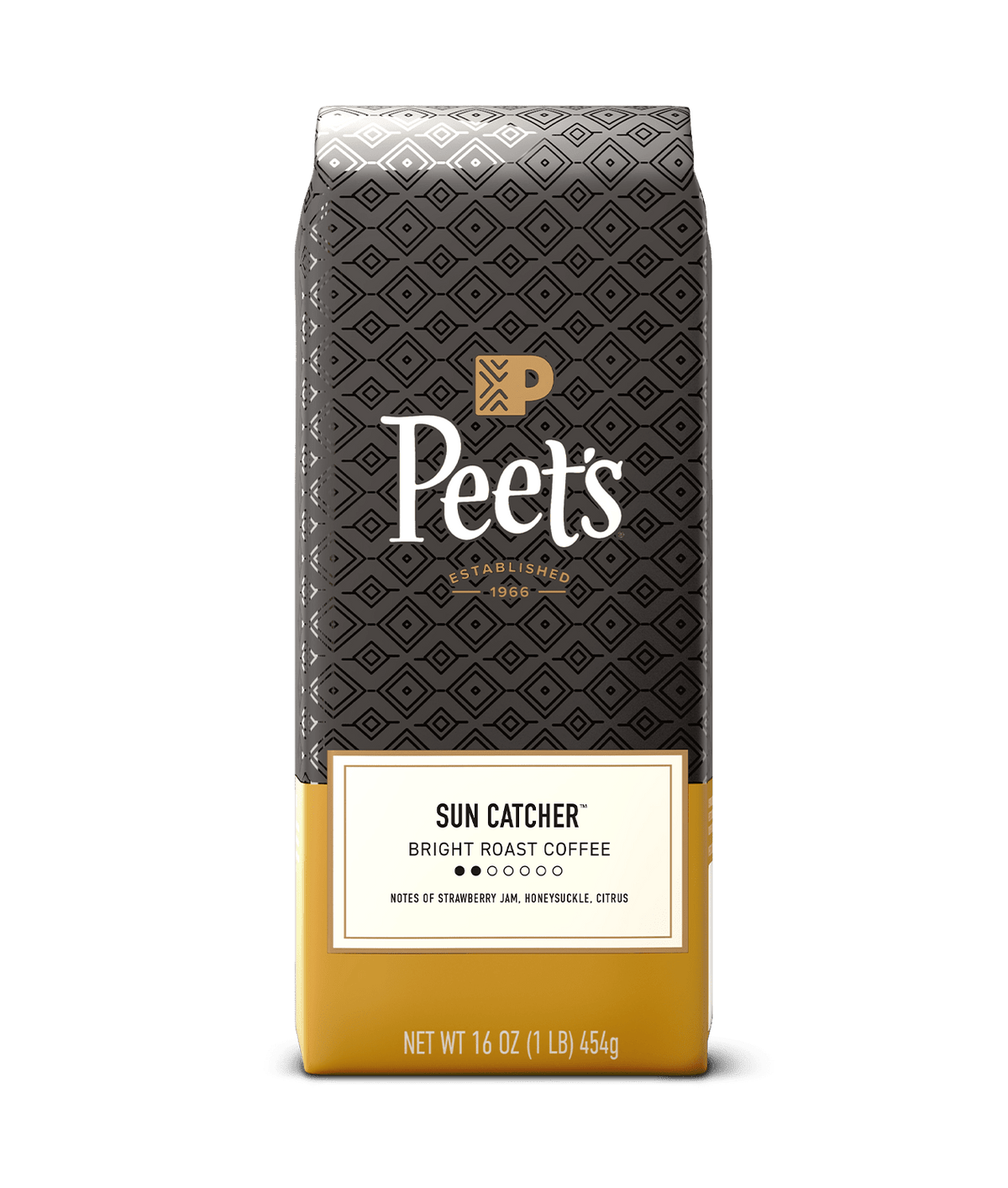 Peet's Coffee bag with 'Sun Catcher' label on a transparent background