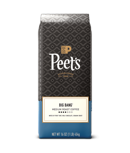 Peet's Big Bang coffee bag on a green background