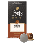 Peet's Espresso Ristretto coffee capsule packaging with a single capsule on a white background
