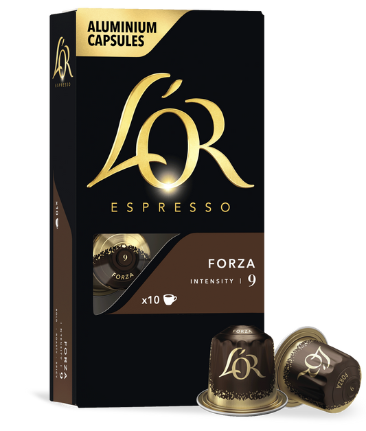 LoR Espresso capsules packaging with two capsules on a white background